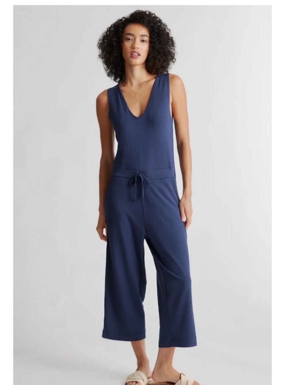 Quince French Terry Modal Jumpsuit Size Small Color Navy
